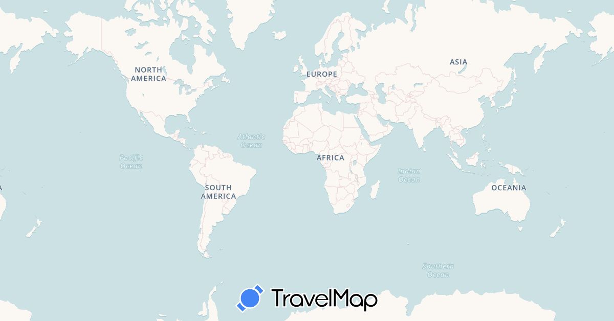 TravelMap itinerary: driving in Argentina, Australia, Barbados, Bolivia, Brazil, Switzerland, Chile, China, Colombia, Costa Rica, Cuba, Ecuador, Spain, France, Honduras, Indonesia, Japan, Cambodia, Kiribati, South Korea, Laos, Sri Lanka, Morocco, Mexico, Malaysia, Namibia, New Zealand, Peru, Philippines, Palau, Paraguay, El Salvador, Thailand, Tanzania, United States, Venezuela, Vietnam, South Africa, Zimbabwe (Africa, Asia, Europe, North America, Oceania, South America)